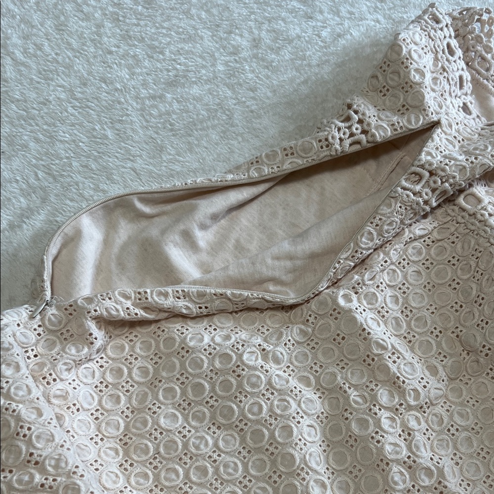 Ivory / Cream Embroidered Sleeveless Dress Knee Length Cocktail Wedding Size 12 - Picture 6 of 14